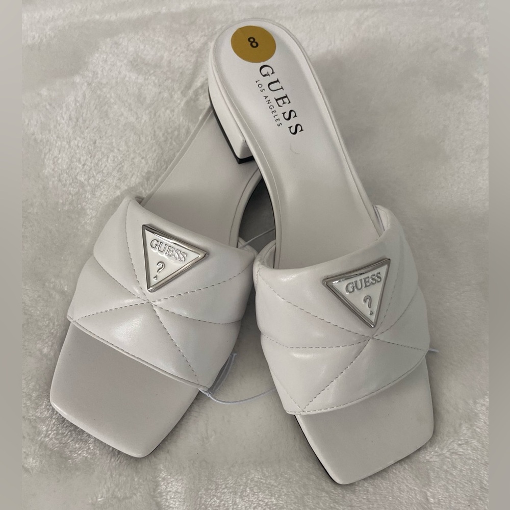 Guess white flat sandals. Size 8